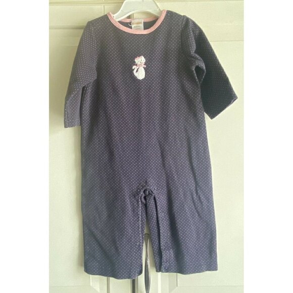 Gymboree Baby Girl Blue Polka Dot Romper‎ Sz 9-12 Month - Picture 1 of 4